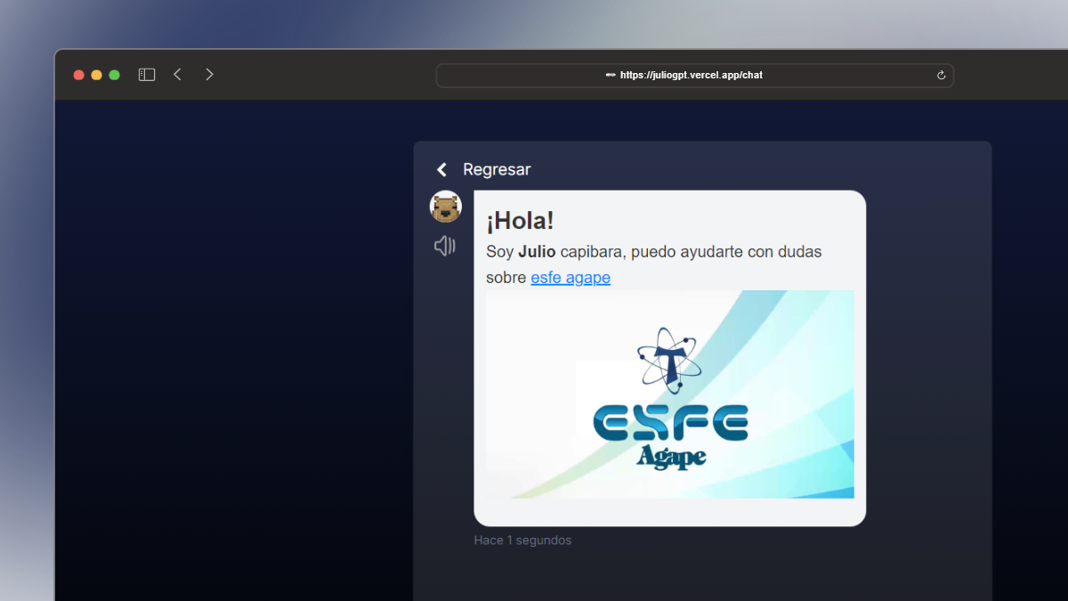 Captura de pantalla del proyecto Julio GPT